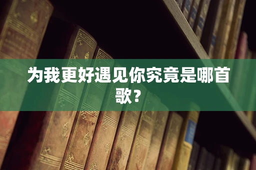 为我更好遇见你究竟是哪首歌？