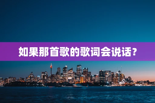 如果那首歌的歌词会说话？
