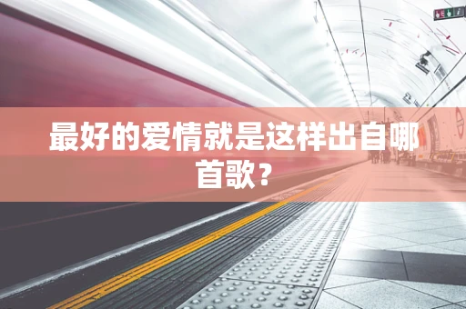 最好的爱情就是这样出自哪首歌？