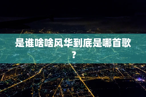 是谁啥啥风华到底是哪首歌？