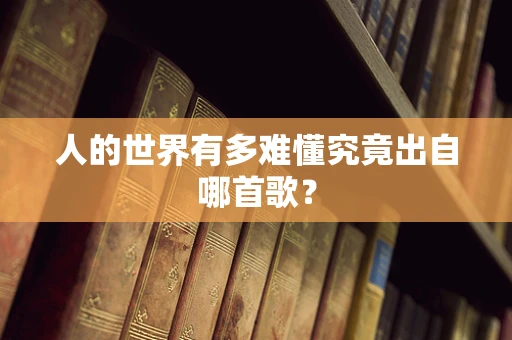 人的世界有多难懂究竟出自哪首歌？