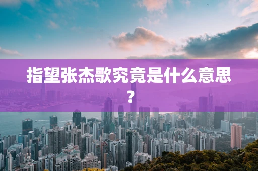 指望张杰歌究竟是什么意思？