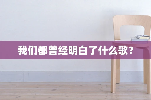 我们都曾经明白了什么歌？