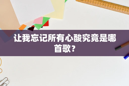 让我忘记所有心酸究竟是哪首歌？